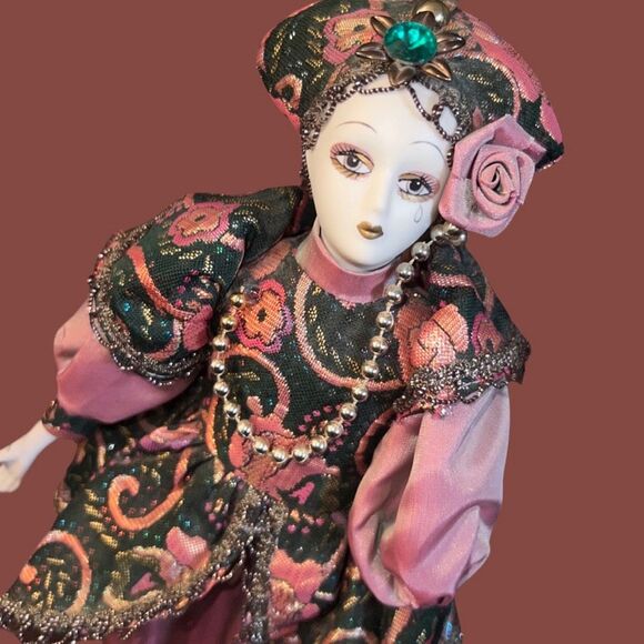 5 Harlequin Porcelain Clown Jester Doll Hands Feet Hand Painted Art W/ Stands 18 - Picture 9 of 16